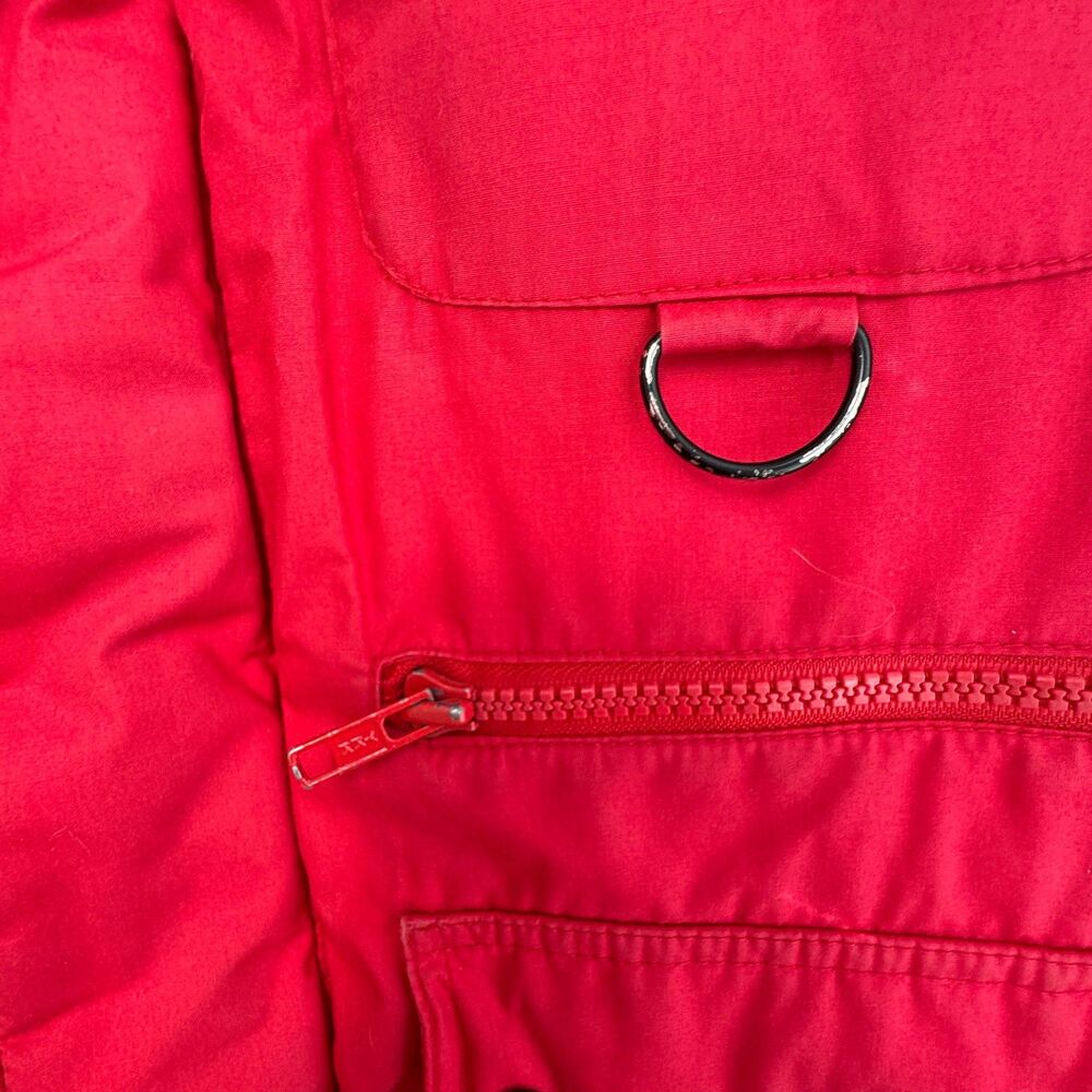 The Company Store Red Down Puffer Vest Medium Zip Snap Nylon Lined - Picture 7 of 10